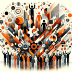 Convocatoria y colaboración en comunidad de startups tecnológicas con paleta naranja y negro Ecosistema Startup