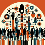 Imagen editorial sobre convocatoria y colaboración en startups tecnológicas con paleta naranja y negro Ecosistema Startup