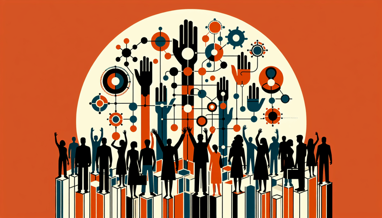 Imagen editorial sobre convocatoria y colaboración en startups tecnológicas con paleta naranja y negro Ecosistema Startup