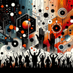 Convocatoria y comunidad en ecosistema startup con siluetas colaborando y colores naranja y negro