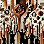 Convocatoria en comunidad startup tecnológica con siluetas colaborando y colores naranja Ecosistema Startup