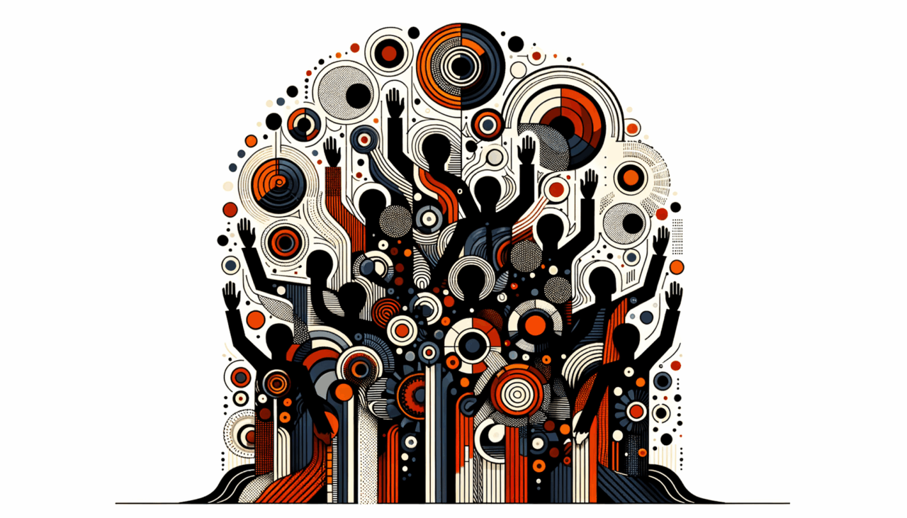 convocatoria de startups con colaboración comunitaria y networking en colores naranja y negro Ecosistema Startup