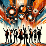 Convocatoria de startups con comunidad colaborativa y manos alzadas, colores naranja y negro Ecosistema Startup en imagen editorial tecnológica