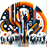 Convocatoria para startups con comunidad colaborativa y oportunidades, colores naranja y negro de Ecosistema Startup