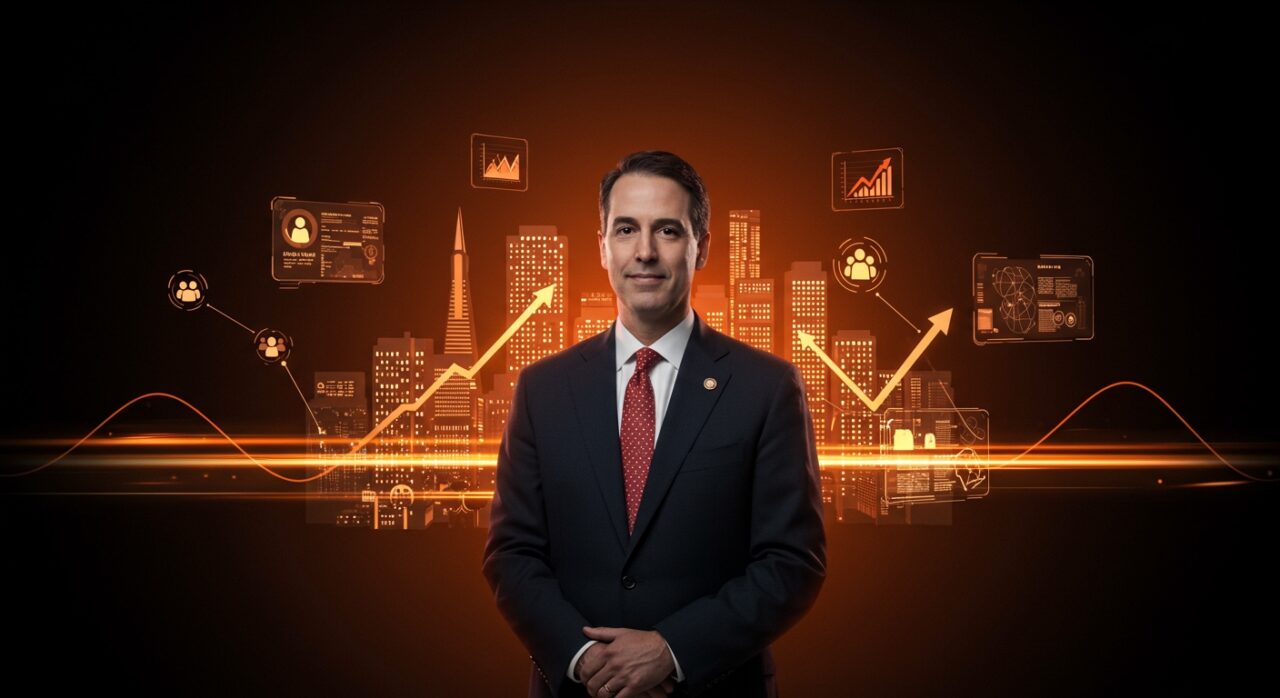 Daniel Lurie participando en TechCrunch Disrupt 2025, destacando innovación tecnológica y ecosistema startup en San Francisco.