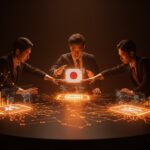 Acuerdos de colaboración tecnológica en IA, semiconductores y biotecnología entre EE.UU., Japón y Corea del Sur.