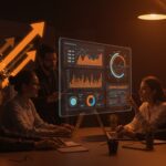 Profesionales utilizando plataforma SaaS de EMMA Energy para optimizar la eficiencia energética empresarial en startup chilena de innovación abierta.