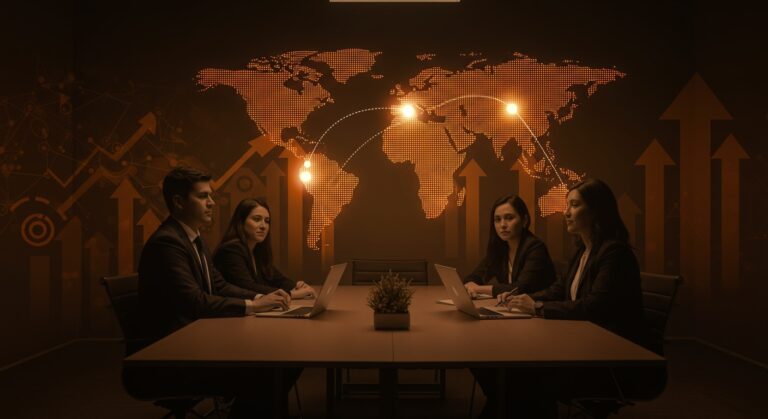 Equipo chileno destacando en Innovation Summit Dubai 2025, simbolizando innovación tecnológica y potencial de exportación en LATAM.