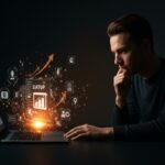 Inversor analizando un prototipo digital de producto resaltando la importancia de la validación antes de la financiación en startups.