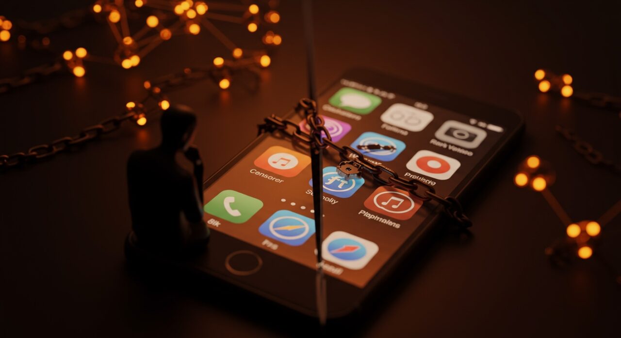 Controversia por etiquetado NSFW en apps religiosas en F-Droid, simbolizando debate sobre censura y políticas de contenido en comunidad open source.