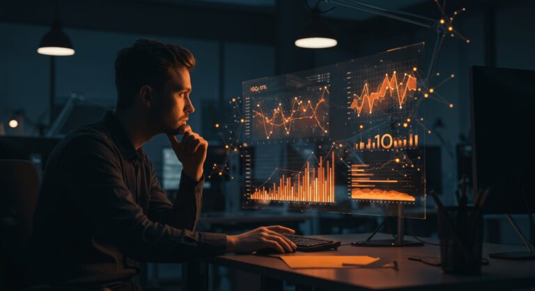 Fundador analizando datos del efecto Flynn y su reversión, destacando metodologías y sesgos en análisis de datos para startups en transformación digital.