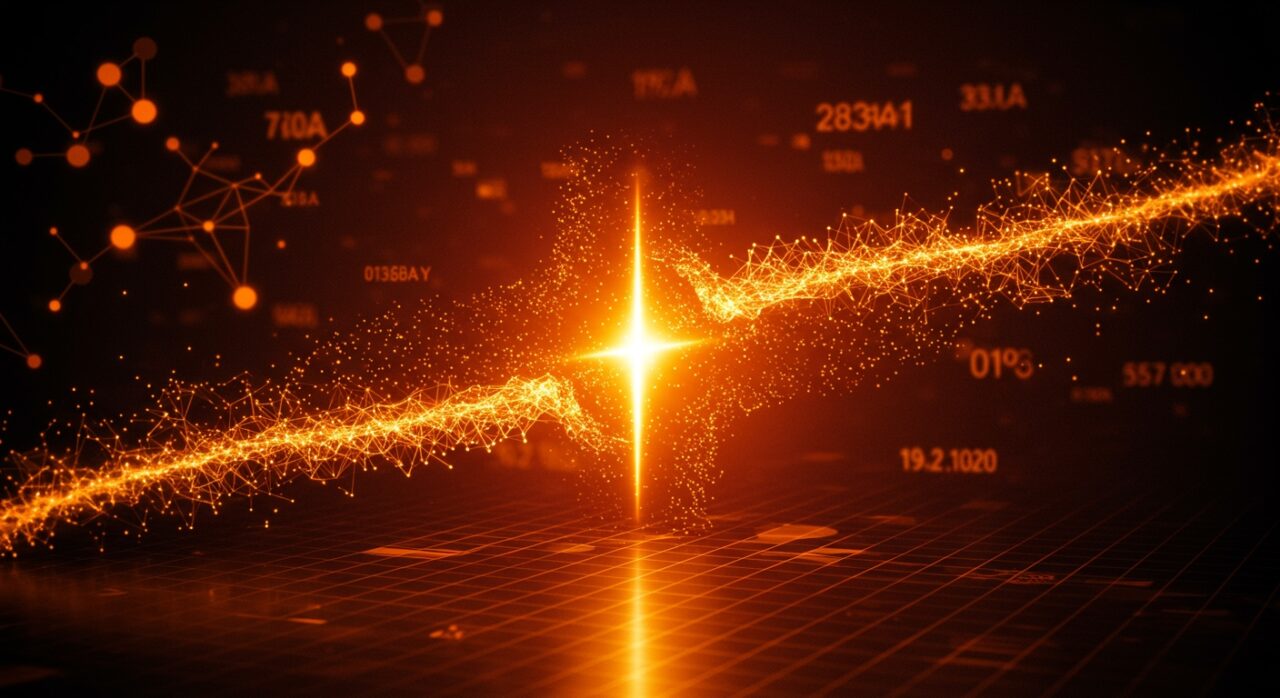 Fusión de Fivetran y dbt Labs creando un gigante en infraestructura de datos con flujos de datos y elementos que representan IA y venture capital.