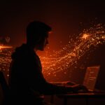 Vulnerabilidad crítica de ejecución remota de código en GitHub Copilot representada por un desarrollador enfrentando riesgos de ciberseguridad en un entorno tecnológico startup.