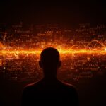 Silhouette analyzing abstract mathematical formulas and neural networks representing GPT-5, inteligencia artificial y debate sobre problemas matemáticos no resueltos.