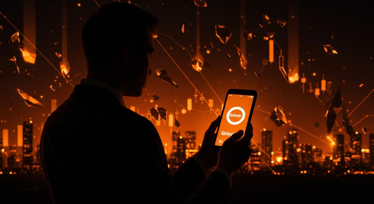 Líder empresarial contemplando la privatización de Grindr en un contexto de presión financiera y tendencias en apps LGBTQ+.