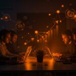 Comunidad tech de founders colaborando e innovando en Hacker News, plataforma clave para startups en 2025.