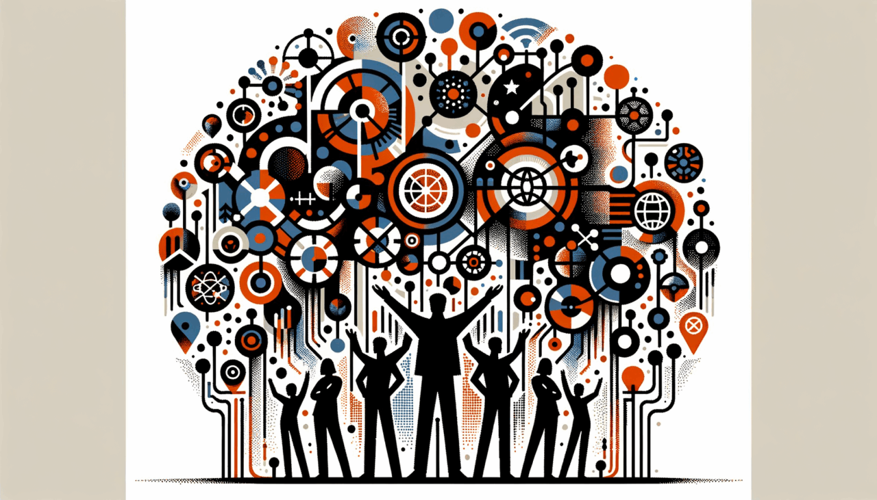 Imagen editorial que representa colaboración y convocatoria en startups tecnológicas usando colores naranja y negro del Ecosistema Startup