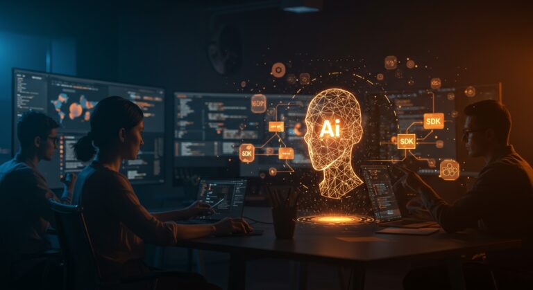 Equipo de startup desarrollando agentes IA con plataforma open-source y no-code para automatización de procesos.