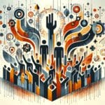 Innovación abierta y venture capital en startups de Centroamérica representada con siluetas colaborativas y colores naranja y negro del Ecosistema Startup