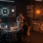 Tres startups innovadoras colaborando en tecnología empresarial con inteligencia artificial y gestión de talento en 2024.