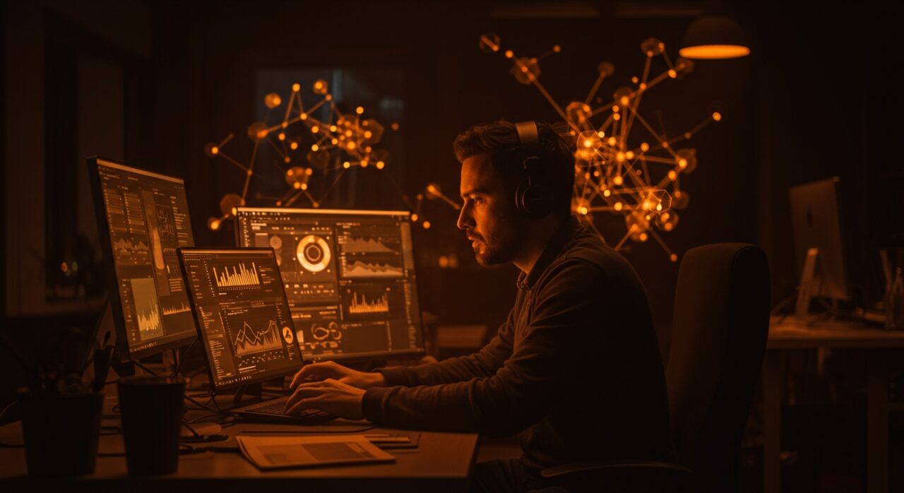 Founding Engineer desarrollando plataformas de datos para IA en startup de San Francisco con ambiente tecnológico y colores ecosistema startup.