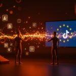 Meta y TikTok enfrentan sanciones de la UE por limitar acceso a datos según el Digital Services Act, ilustrado con iconografía digital y metáforas de transparencia y regulación.