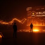 Inversión de Nvidia de hasta 1 billón de dólares en la startup de IA Poolside representada con energía digital y redes neuronales en paleta naranja y negro.