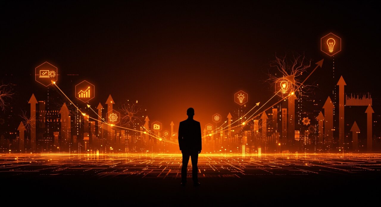 Sam Altman liderando el ecosistema OpenAI 2025 con infraestructura tecnológica avanzada y crecimiento de startups de IA.