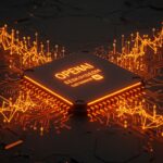 Chip XPU personalizado de IA desarrollado por OpenAI y Broadcom destacado sobre una placa de circuito con iluminación naranja y negra representando la innovación en hardware para inteligencia artificial.