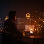 Tech Lead Node.js trabajando remotamente en privacidad digital y automatización en startups de LATAM con estilo Ecosistema Startup.