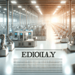 Fábrica moderna equipada con maquinaria automatizada y tecnología digital.