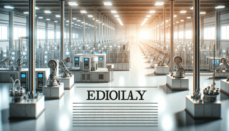 Fábrica moderna equipada con maquinaria automatizada y tecnología digital.