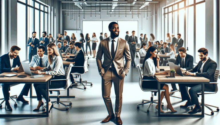 Equipos diversos de emprendedores reunidos en un espacio de coworking tecnológico moderno.
