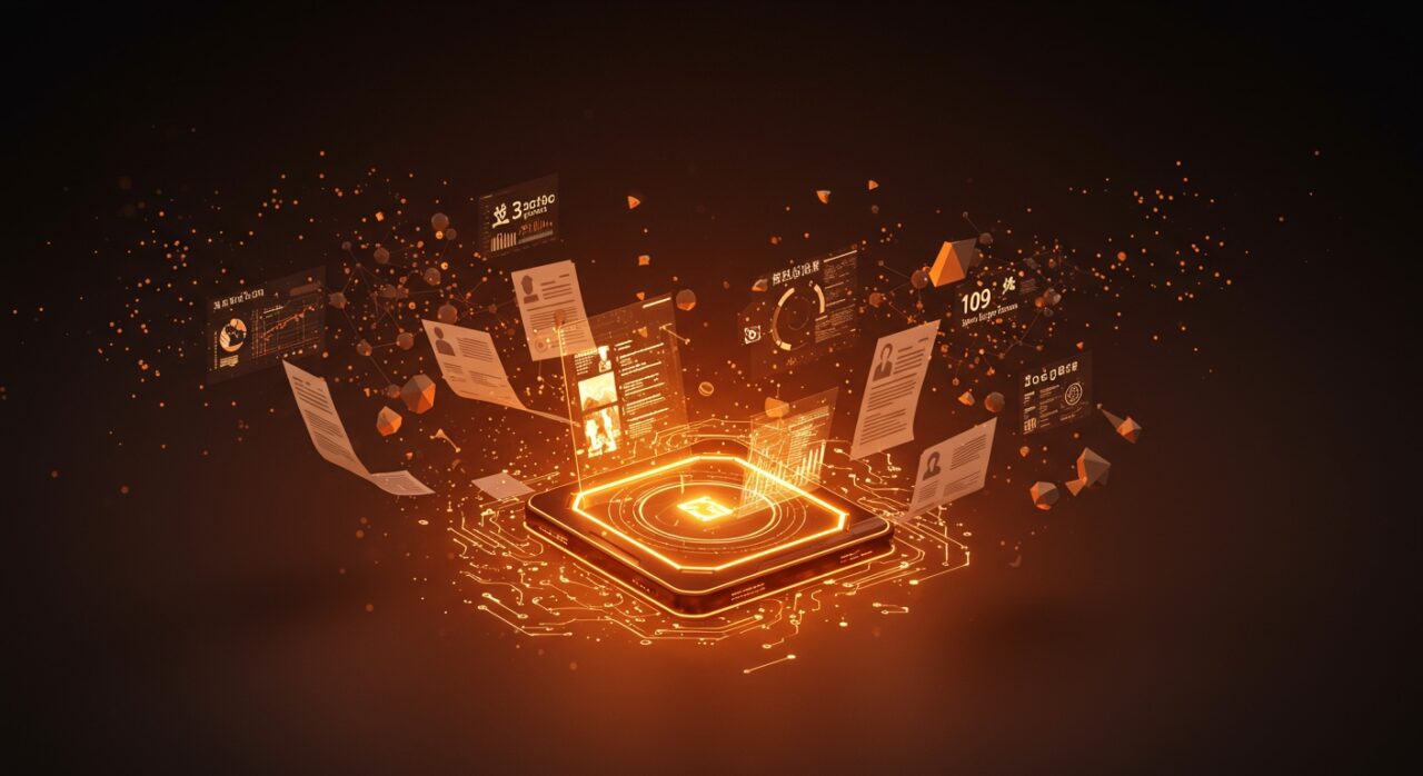 Interfaz de IA compacta procesando documentos multilingües con PaddleOCR-VL para automatización documental en startups.