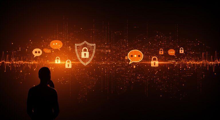 Ilustración de soberanía digital europea con simbolismo de criptografía y comunicaciones seguras en contexto de regulación tecnológica Chat Control.