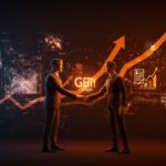 Firma del acuerdo multianual entre Perplexity y Getty Images mostrando uso de imágenes AI y tendencias de mercado con aumento en acciones.