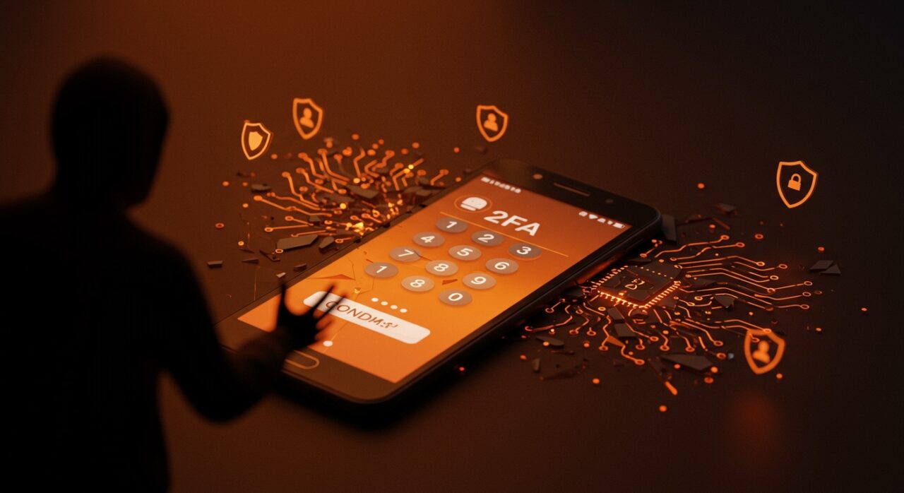 Ataque Pixnapping robando códigos 2FA en dispositivo Android, ilustración de vulnerabilidad en seguridad móvil.