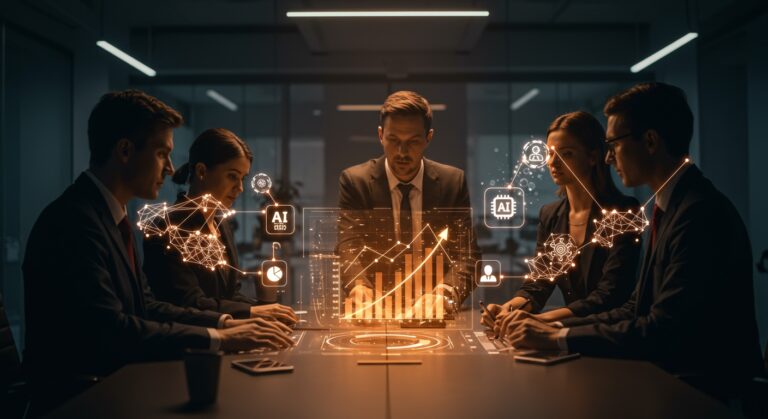 Equipo de startup Prezent visualizando crecimiento en servicios de IA y adquisición de empresas con financiamiento de $30M.