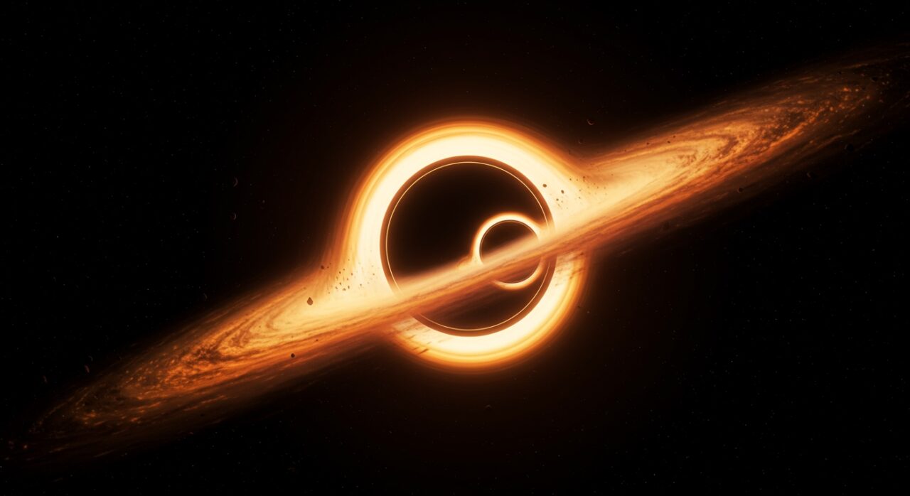 Imagen revolucionaria de los agujeros negros supermasivos en órbita mutua en el quásar OJ287, destacando avances en astronomía y evolución galáctica.