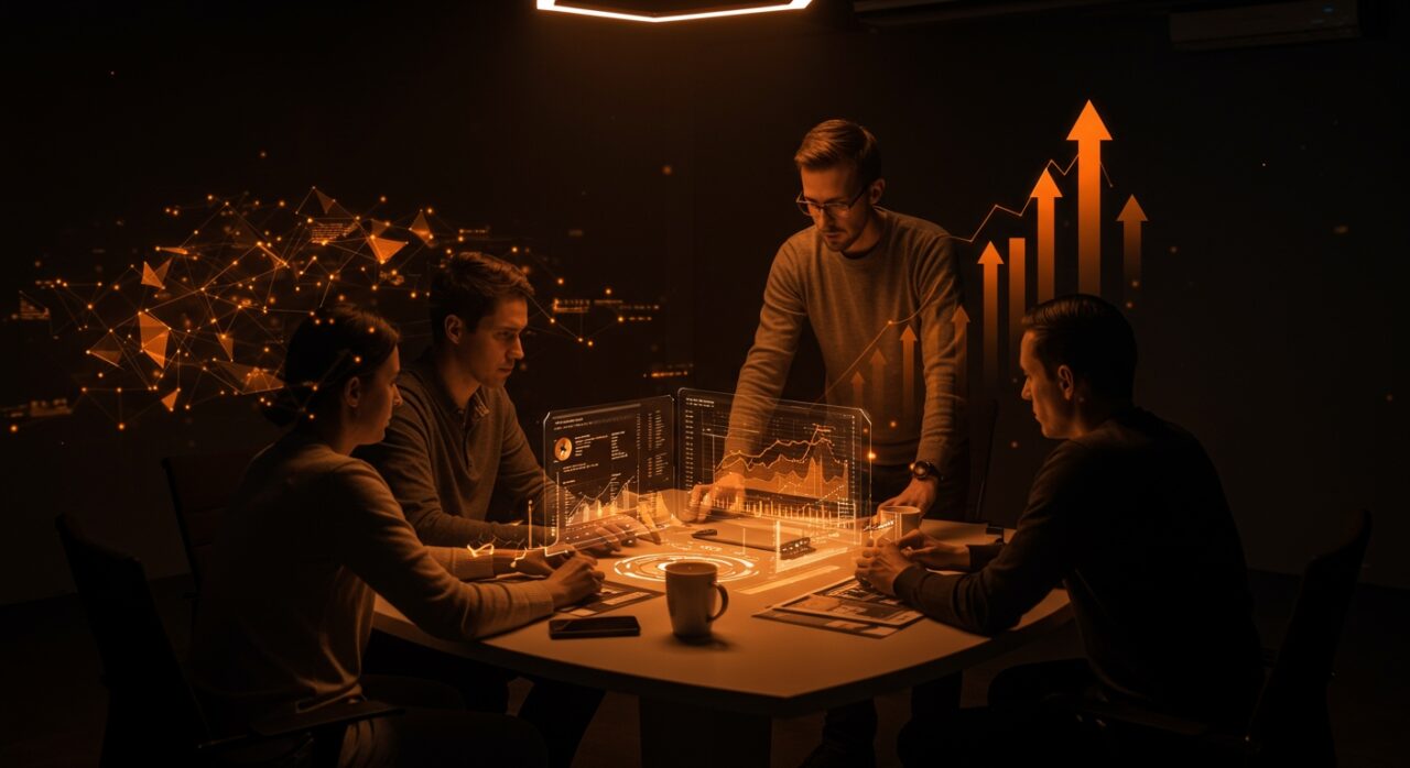 Equipo de software implementando rendición de cuentas con apuestas de producto en un entorno tech ágil y colaborativo.