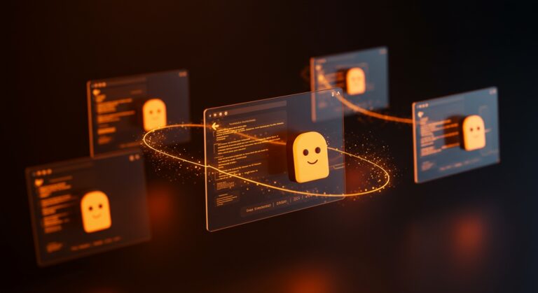 Interfaz digital con enjambres de agentes autónomos para automatización de QA en aplicaciones web usando inteligencia artificial.