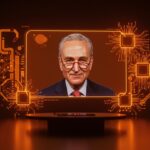 Campaña política con deepfake de Chuck Schumer mostrando el uso de inteligencia artificial en comunicación digital electoral.