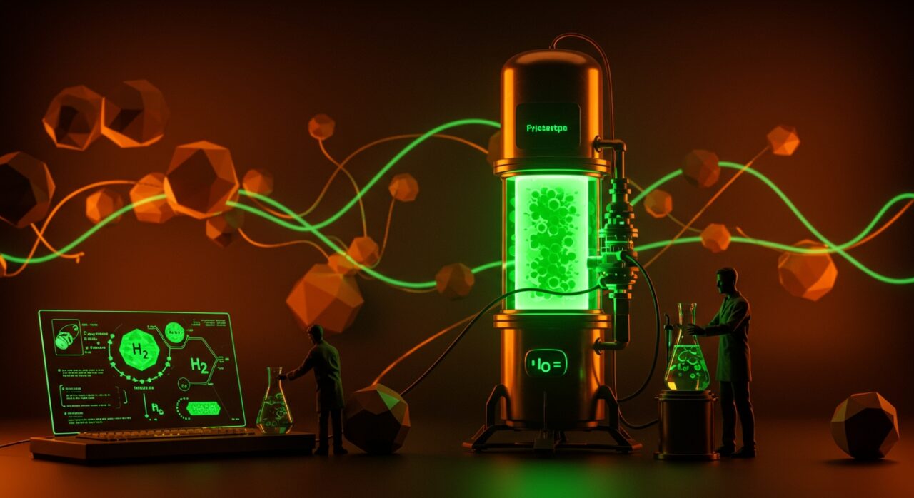 Producción eficiente de hidrógeno verde con tecnología innovadora de catalizadores en startup, impulsando la sostenibilidad y decarbonización.