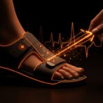 Sandalia inteligente SensorixFoot con sensores vibratorios para prevención del pie diabético y monitoreo en tiempo real en tecnología médica healthtech.