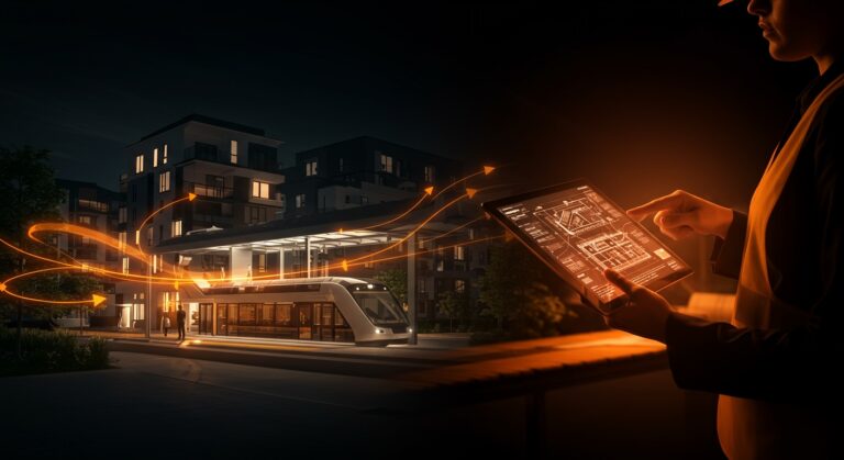 Ley SB 79 de California impulsando el desarrollo de vivienda multifamiliar cerca del transporte público con planificación urbana avanzada.