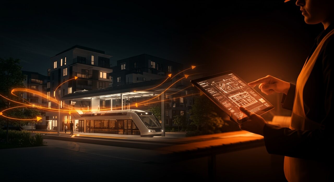 Ley SB 79 de California impulsando el desarrollo de vivienda multifamiliar cerca del transporte público con planificación urbana avanzada.