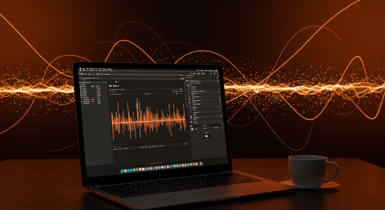 Interfaz de Scriber Pro en Mac transcribiendo video offline rápidamente con IA, representando software de transcripción rápida y privacidad.