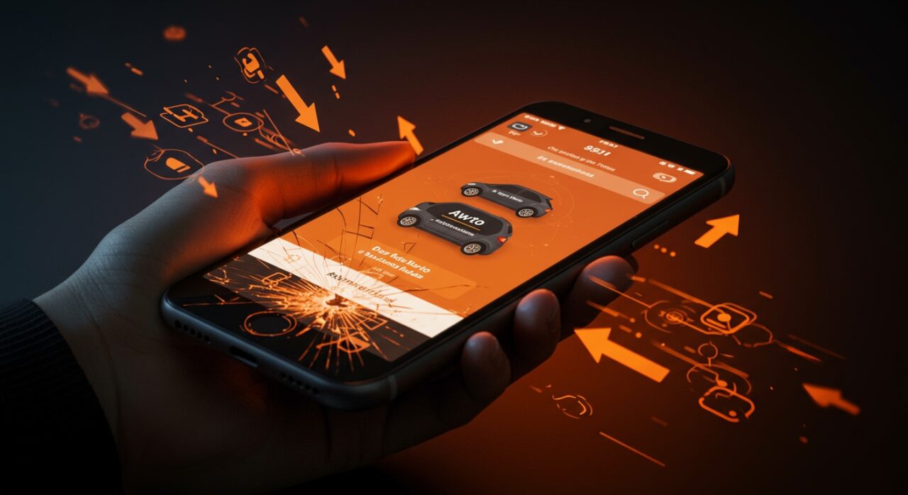 Investigación del SERNAC por reembolsos pendientes tras cierre de la startup de carsharing Awto en Chile, ilustrado con interfaz digital y metáforas de movilidad y protección al consumidor.