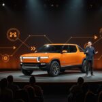 Camioneta eléctrica modular innovadora de Slate Auto presentada por CEO Chris Barman en TechCrunch Disrupt 2025, destacando la movilidad eléctrica y la innovación tecnológica.