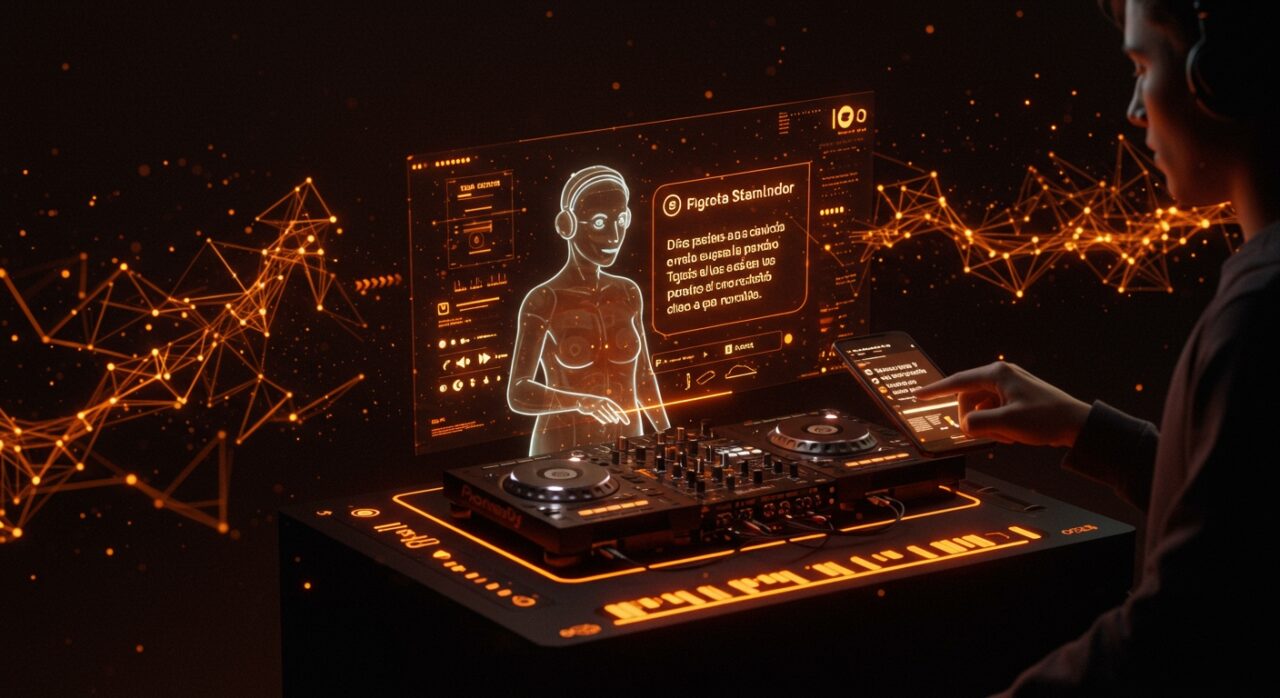 Interacción de usuario con el DJ de IA de Spotify usando comandos de texto en español, destacando la innovación en inteligencia artificial musical.